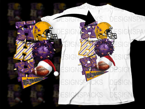 Festive Football T-Shirt, Holiday Sports Apparel, Unique Christmas Gift, Graphic Tee for Fans
