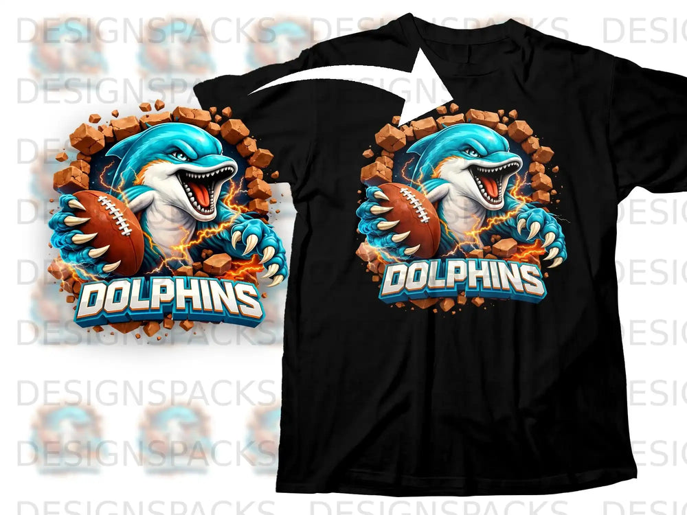 Fierce Dolphins Football Graphic T-Shirt Apparel
