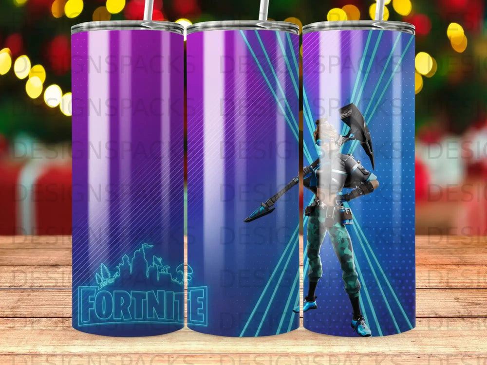 Fortnite Character Purple Blue Gradient Neon Gamer Tumbler product type