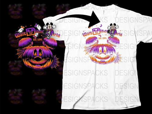 Walt Disney World Inspired Halloween T-Shirt, Purple Pumpkin Graphic, Unisex Adult Clothing, 2023 Fall Collection