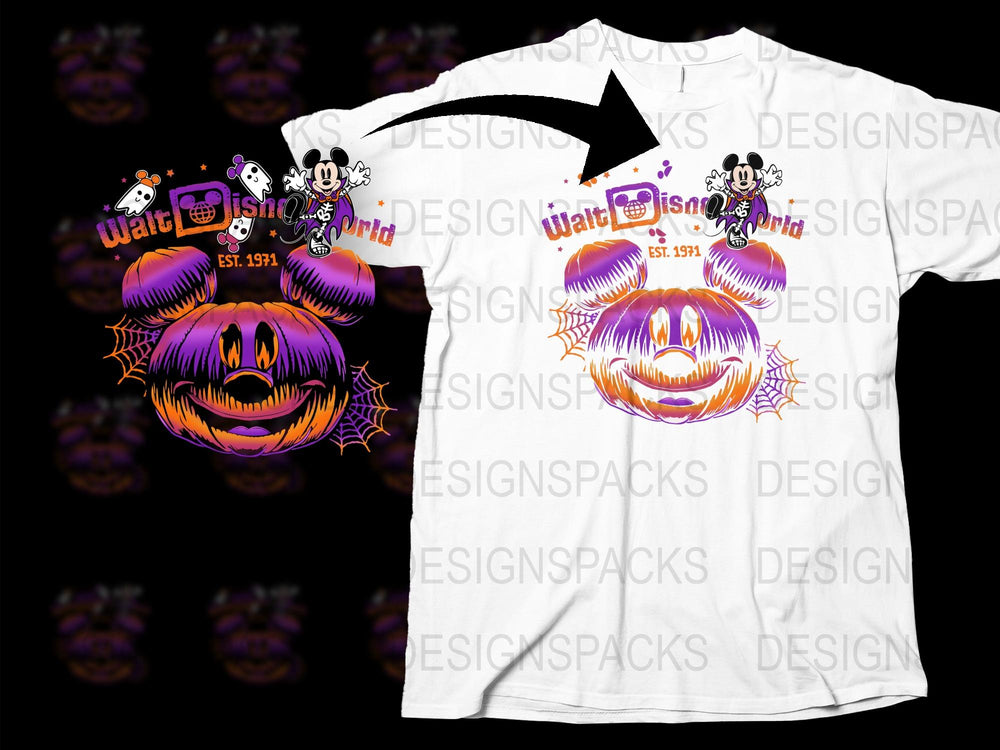 Walt Disney World Inspired Halloween T-Shirt, Purple Pumpkin Graphic, Unisex Adult Clothing, 2023 Fall Collection