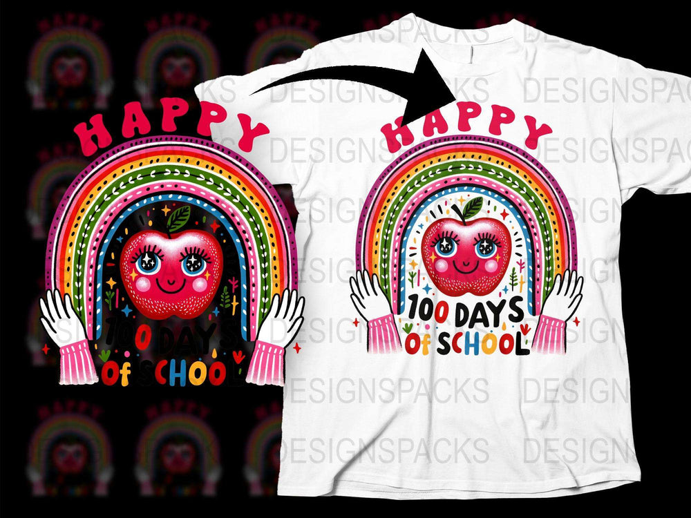 Happy 100 Days of School T-Shirt, Colorful Train Design, Kids Celebration Tee, Unisex Children's Clothing
