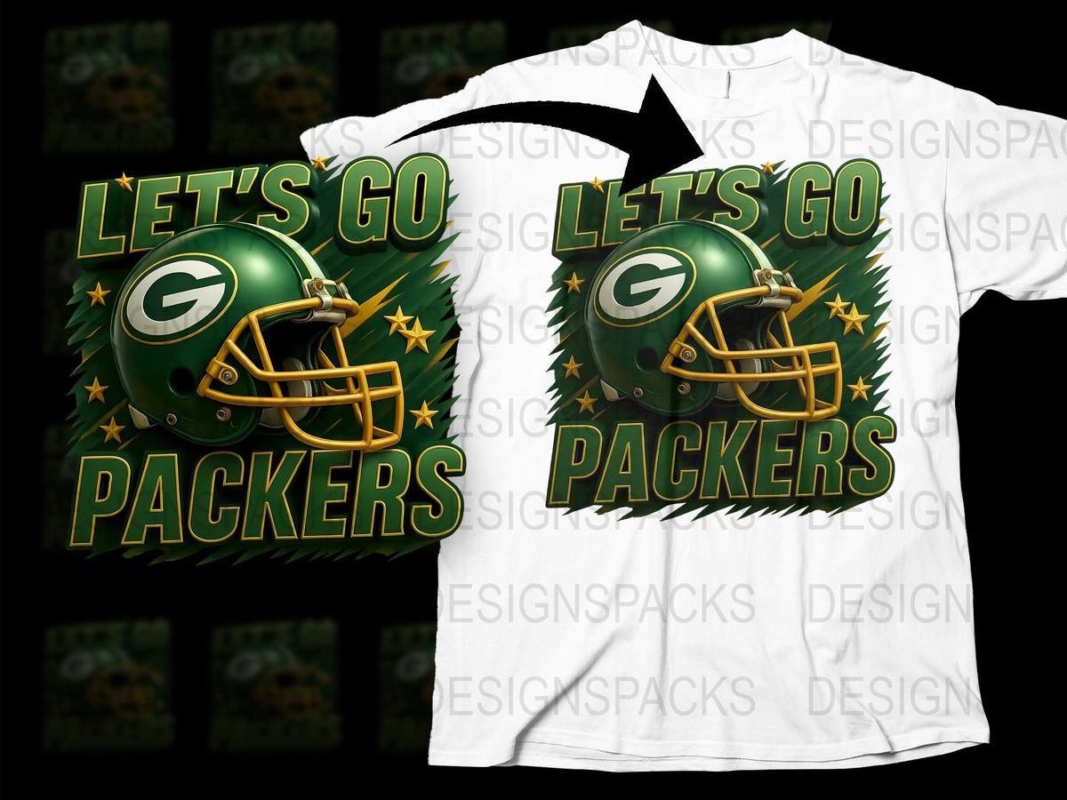 Let's Go Packers T-Shirt, Green Bay Football Fan Gift, Sports Team Support Tee, Game Day Apparel, Unisex Adult Clothing