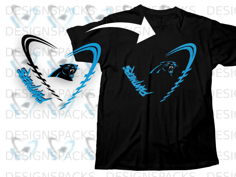 Panthers Blue and Black Graphic T-Shirt Apparel