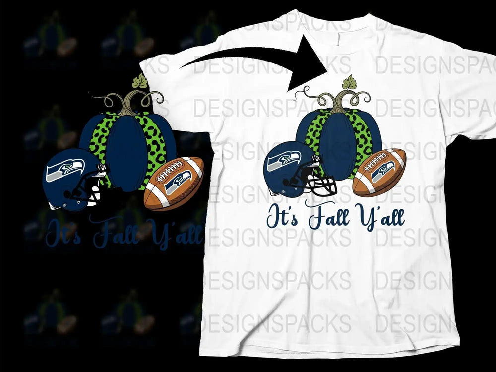 Fall Football T-Shirt, It's Fall Y'all Graphic Tee, Seattle Inspired Sports Top, Casual Autumn Apparel for Fans