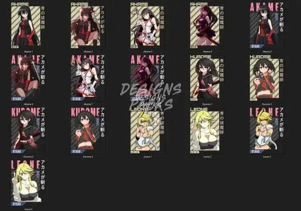 16 Akame ga Kill Anime Designs Bundle PNG