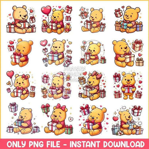 16 Baby Pooh Love Valentine Designs Bundle Png