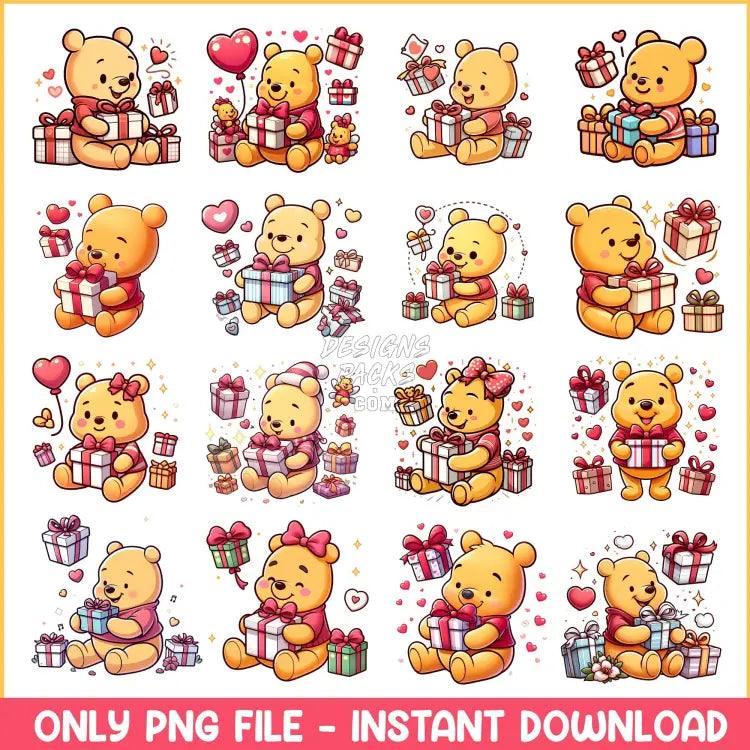 16 Baby Pooh Love Valentine Designs Bundle Png