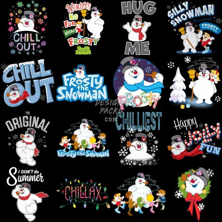 16 Christmas Snowman Cartoon Designs Bundle Png