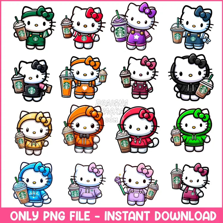 16 Colorful Hello Kitty Designs Bundle Png