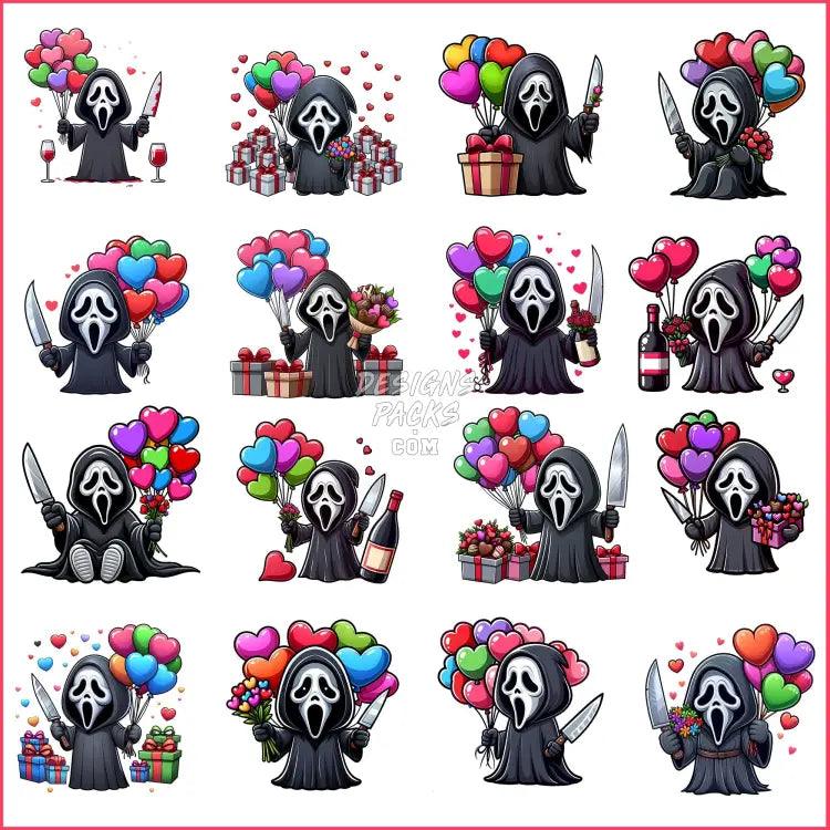 16 Ghostface Valentine Scream Designs Bundle Png