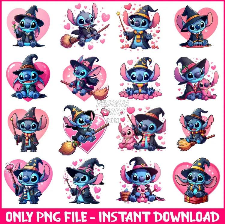 16 Harry Wizard Stitch Valentine Designs Bundle Png