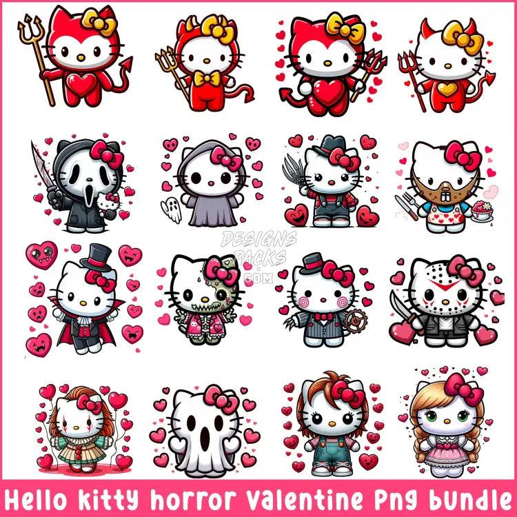 16 Hello Kitty Horror Evil Valentine Designs Bundle Png