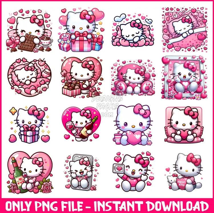 16 Hello Kitty Valentine Designs Bundle Png