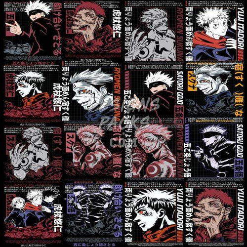 Anime character designs for DTF/DTG and embroidery, featuring bold colors and dynamic poses.