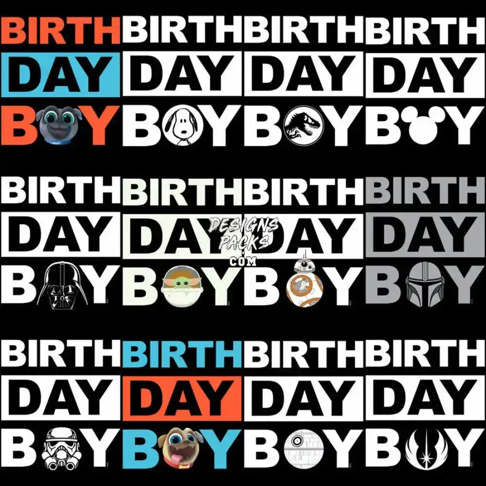 16 Kids Birthday Boy Designs Bundle Png