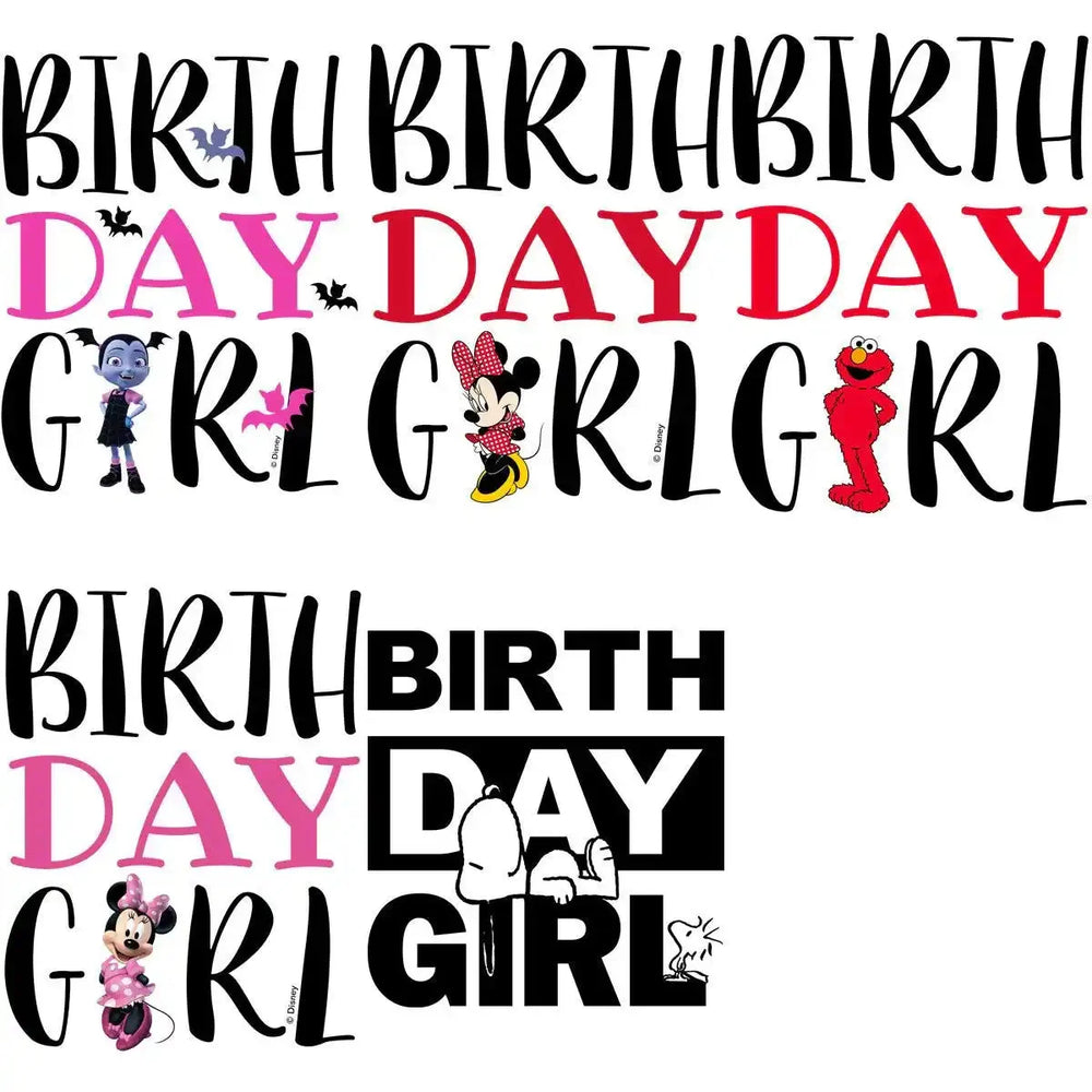 16 Kids Birthday Girl Designs Bundle PNG