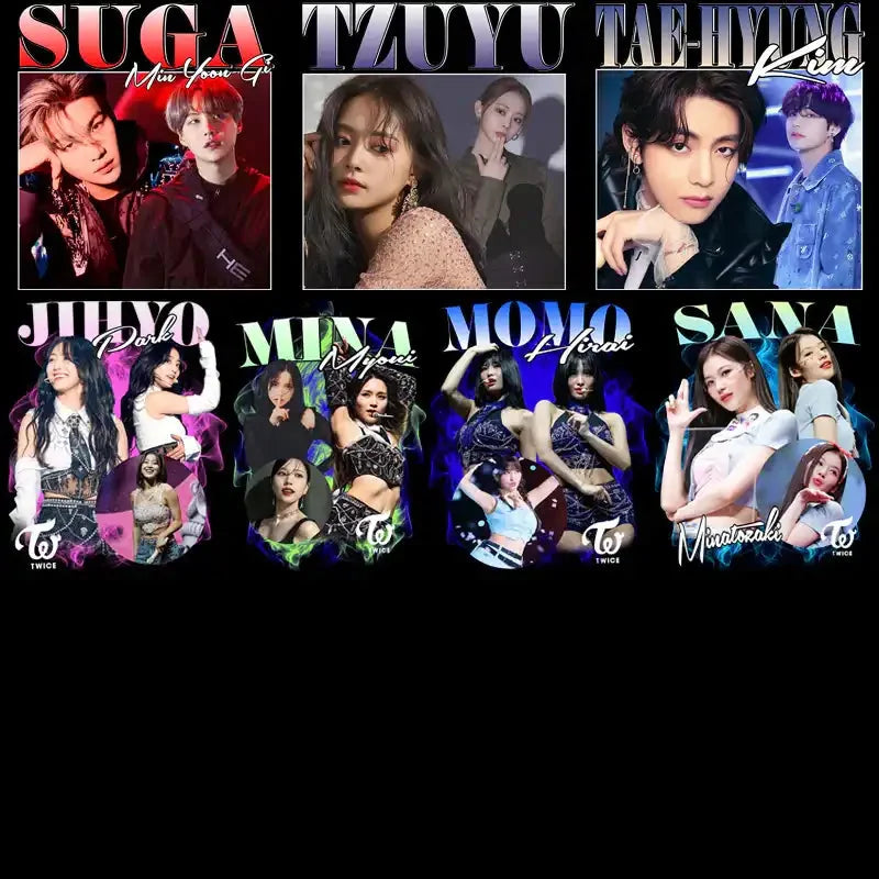 16 KPOP Stars BTS & Twice Music Homage Designs Bundle PNG