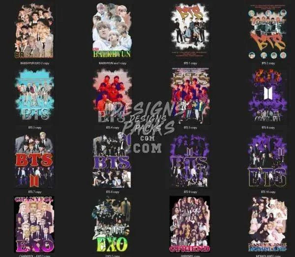 16 KPOP V2 Designs Bundle PNG