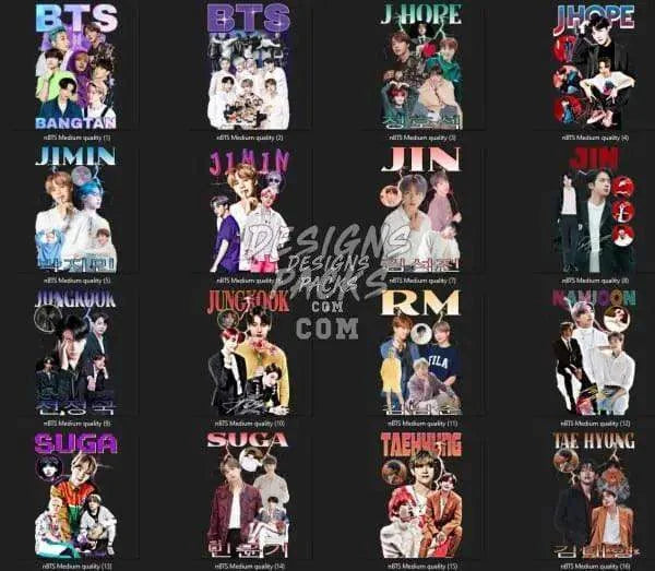 16 KPOP V2 Designs Bundle PNG