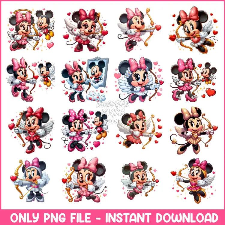 16 Minnie Cupid Valentine Designs Bundle Png