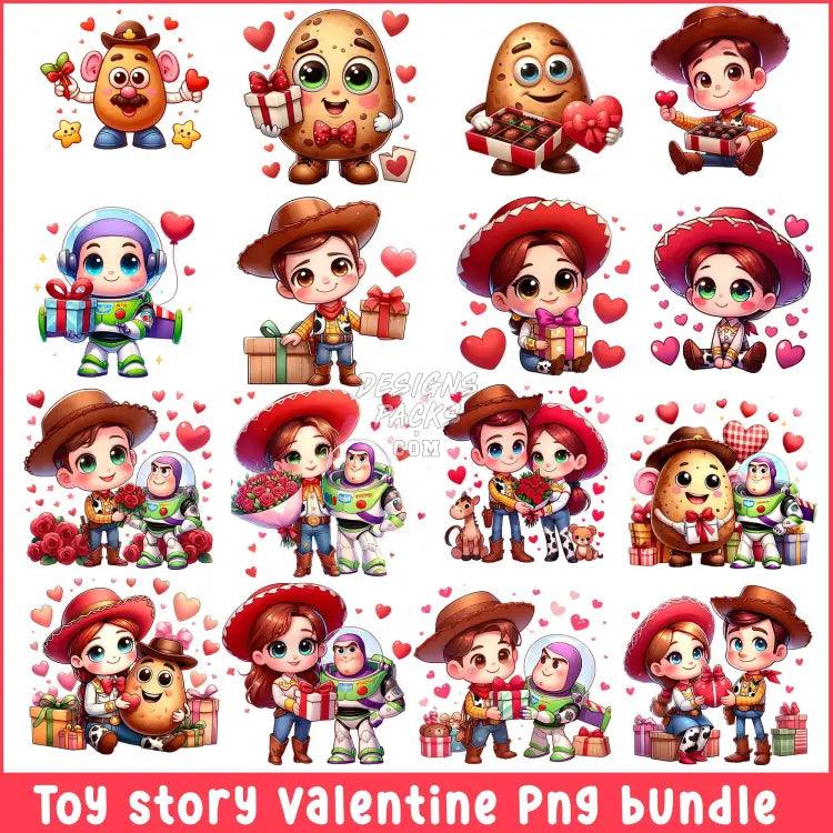 16 Toy Cartoon Valentine Designs Bundle Png