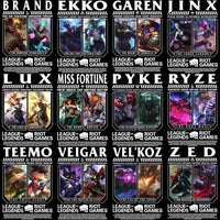 Load image into Gallery viewer, 160 League Of Legends Gaming Streetwear Black / White Designs Bundle PNG
