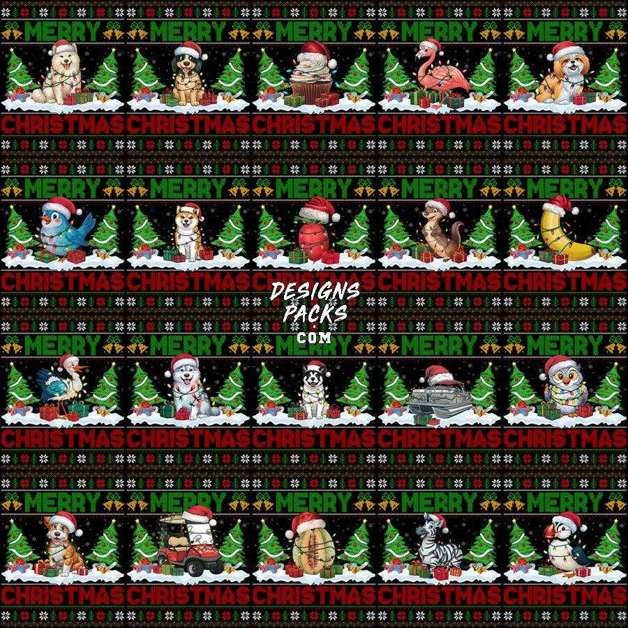 160 Ugly Sweater Merry Christmas Designs Bundle PNG
