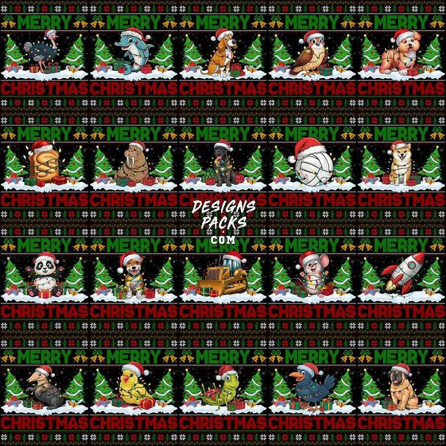 160 Ugly Sweater Merry Christmas Designs Bundle PNG