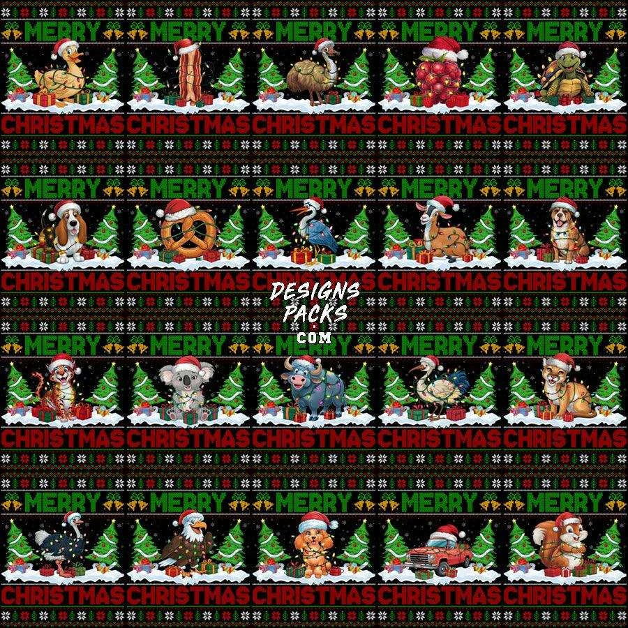 160 Ugly Sweater Merry Christmas Designs Bundle PNG