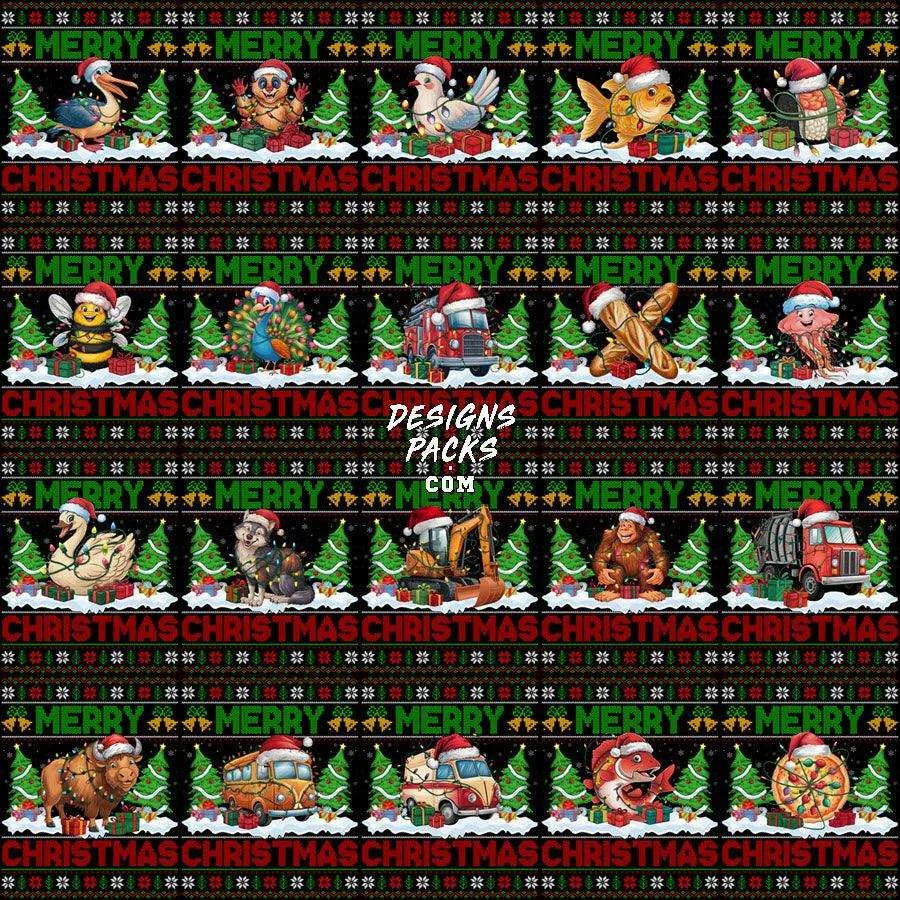 160 Ugly Sweater Merry Christmas Designs Bundle PNG