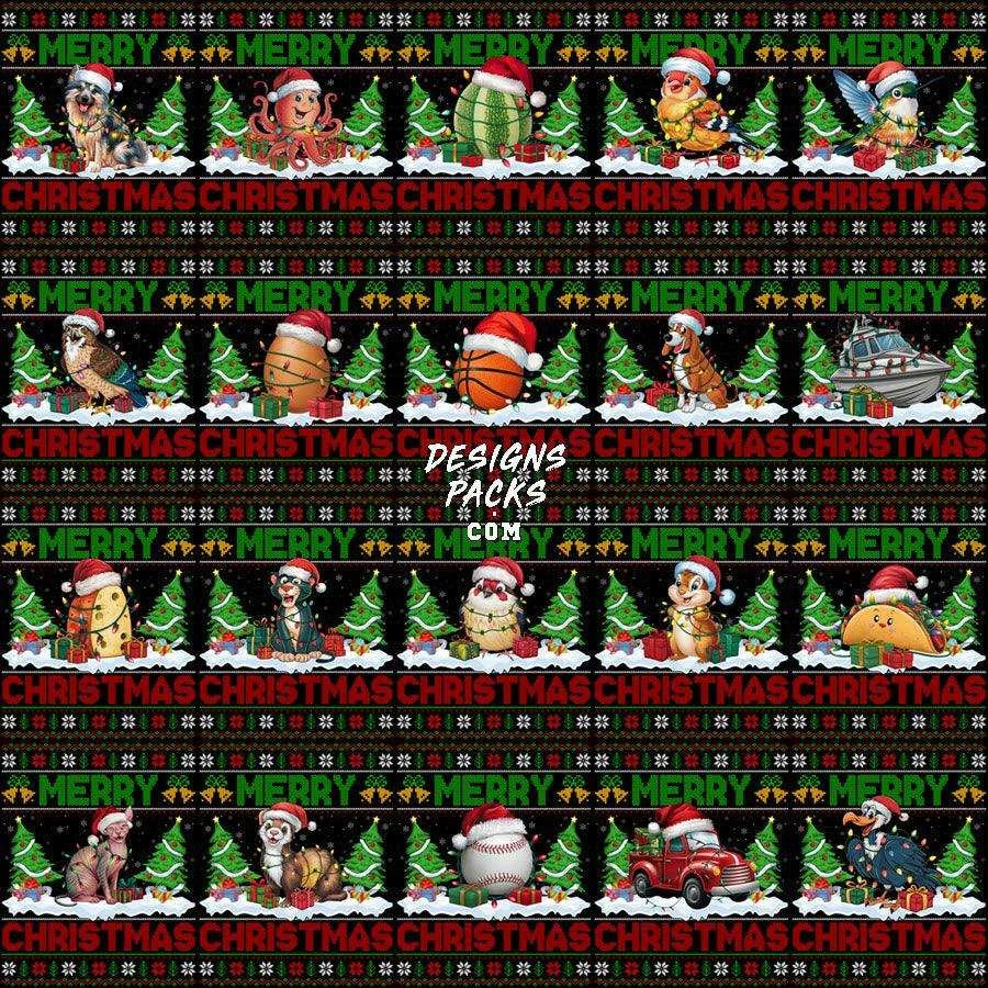 160 Ugly Sweater Merry Christmas Designs Bundle PNG