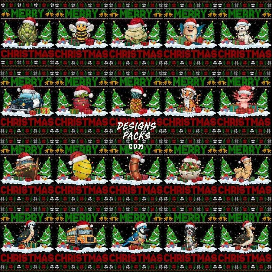 160 Ugly Sweater Merry Christmas Designs Bundle PNG
