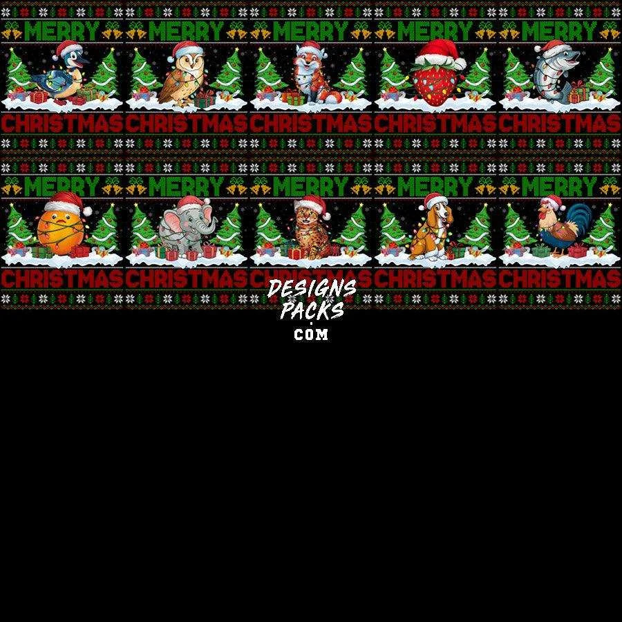 160 Ugly Sweater Merry Christmas Designs Bundle PNG