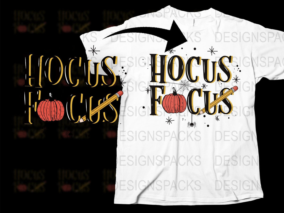 Hocus Pocus T-Shirt Halloween Tee Magic Themed Graphic Shirt Witches Stars Pumpkin Design Unisex Adults Kids Fall Fashion