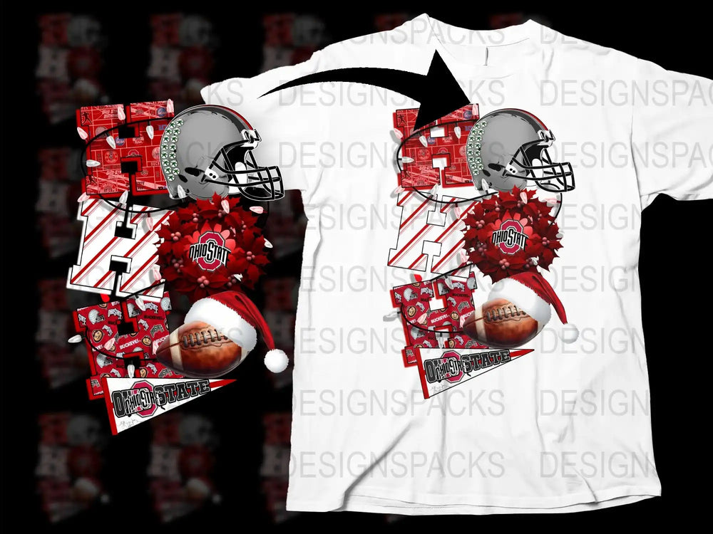 Ohio State Football Graphic T-Shirt, Red and Gray Sports Tee, Collegiate Apparel, Fan Gear Gift