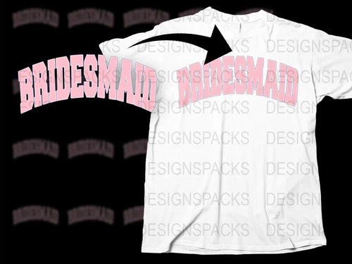 Bridesmaid T-Shirt Pink Text Graphic Bridal Party Gift Idea Lightweight Cotton Tee Customizable Design Top for Weddings