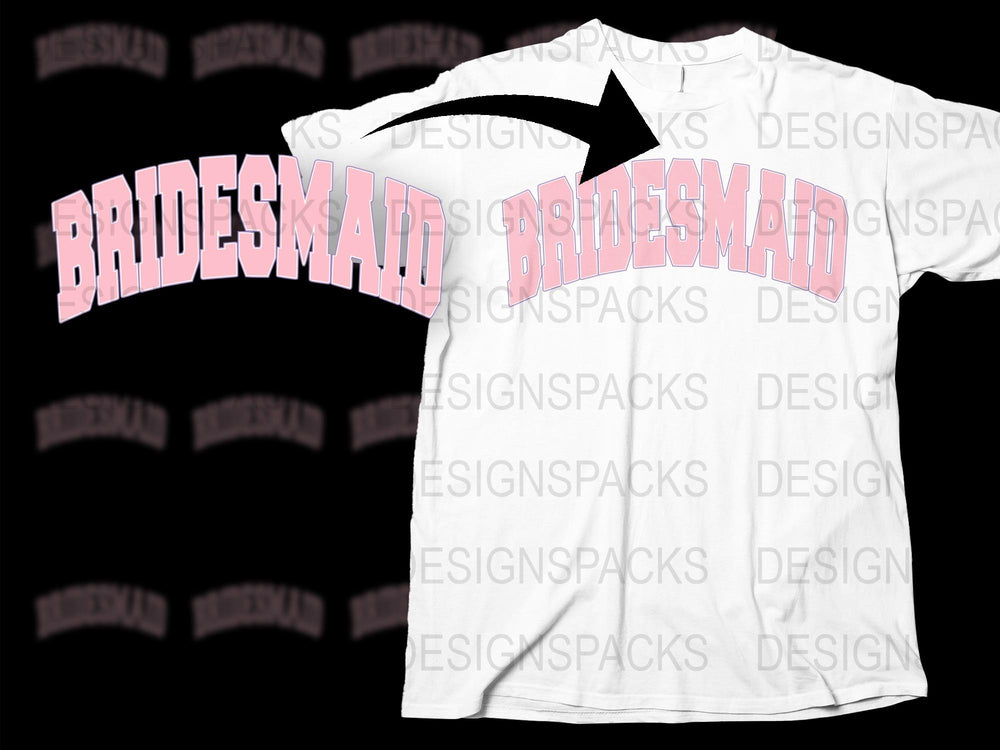 Bridesmaid T-Shirt Pink Text Graphic Bridal Party Gift Idea Lightweight Cotton Tee Customizable Design Top for Weddings