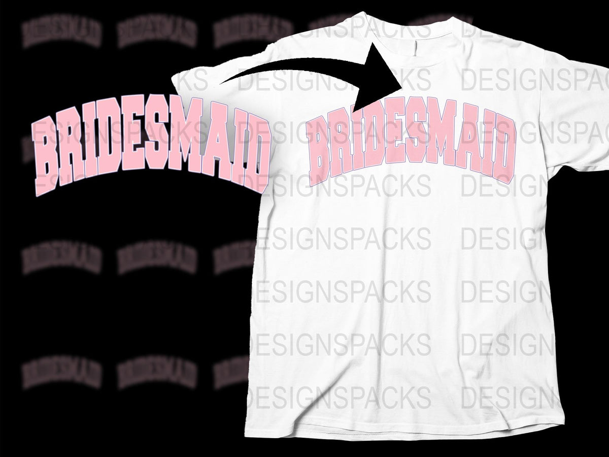 Bridesmaid T-Shirt Pink Text Graphic Bridal Party Gift Idea Lightweight Cotton Tee Customizable Design Top for Weddings