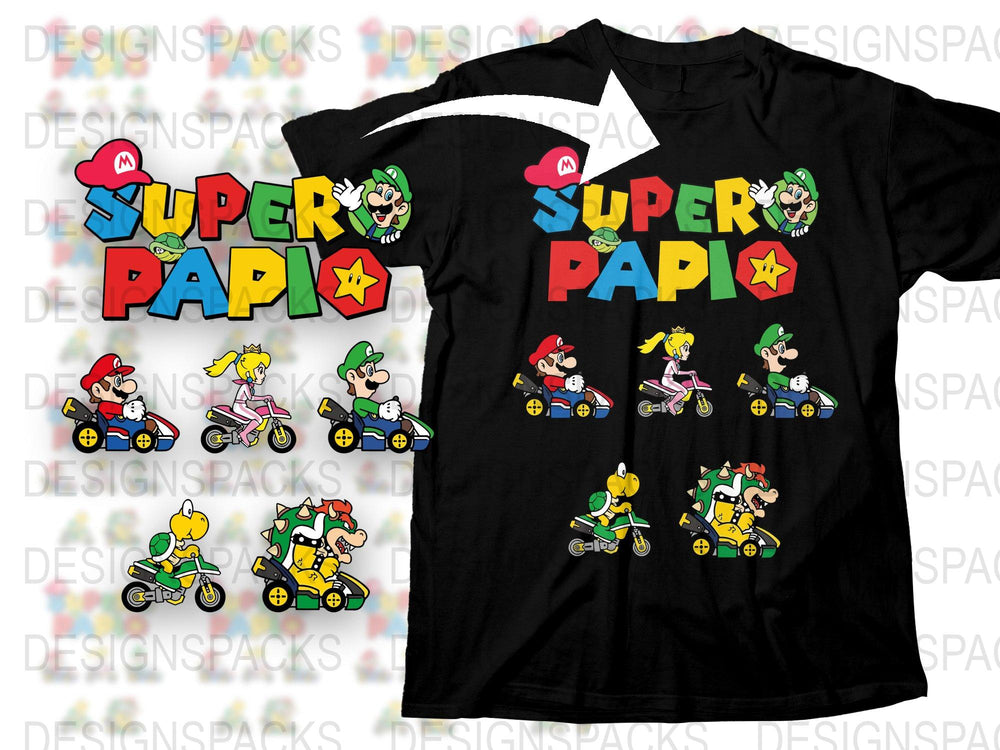 Super Papi T-Shirt, Funny Dad Gift, Mario Kart Inspired Men's Tee, Cool Graphic Shirt for Fathers, Gamer Dad Apparel