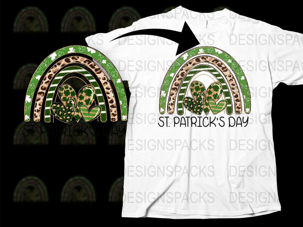 St. Patrick's Day T-Shirt Green Shamrock Rainbow Graphic Tee Irish Celebration Outfit Unisex Cotton Shirt March 17 Holiday Wear