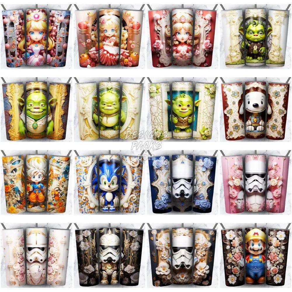164 Porcelain Chibi Mix Cartoon Tumbler Wrap Bundle Jpg