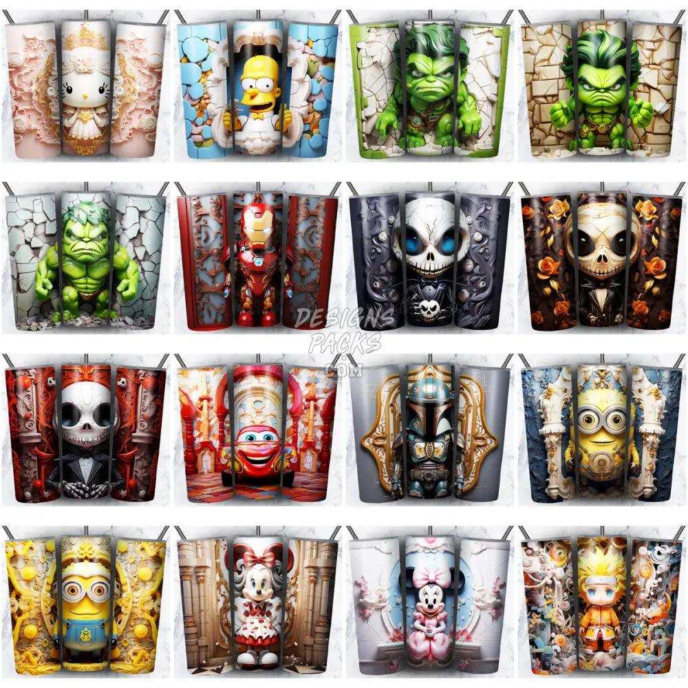 164 Porcelain Chibi Mix Cartoon Tumbler Wrap Bundle Jpg