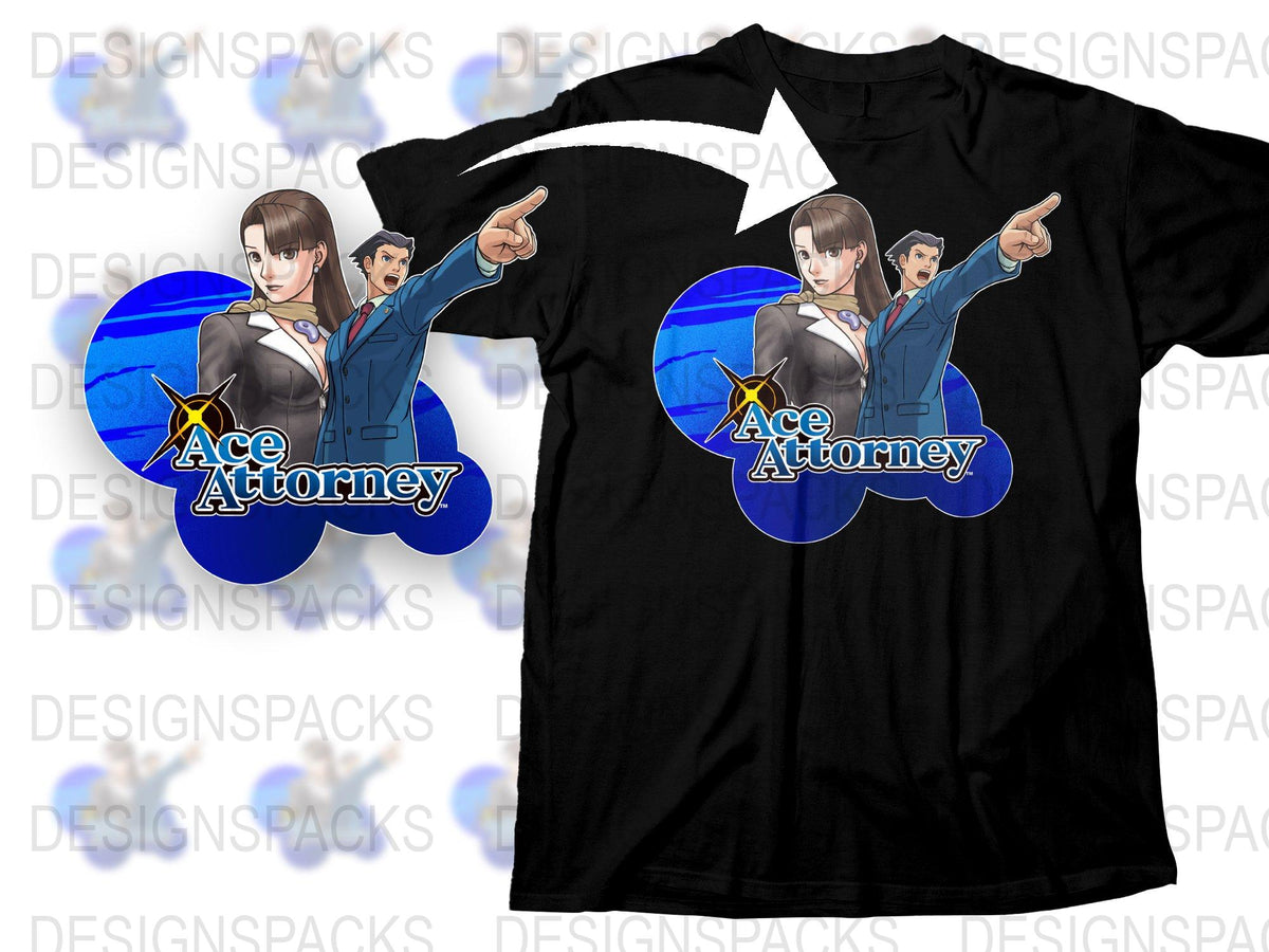 Ace Attorney T-Shirt, Phoenix Wright Anime Video Game Tee, Graphic Black Shirt, Unisex Manga Apparel