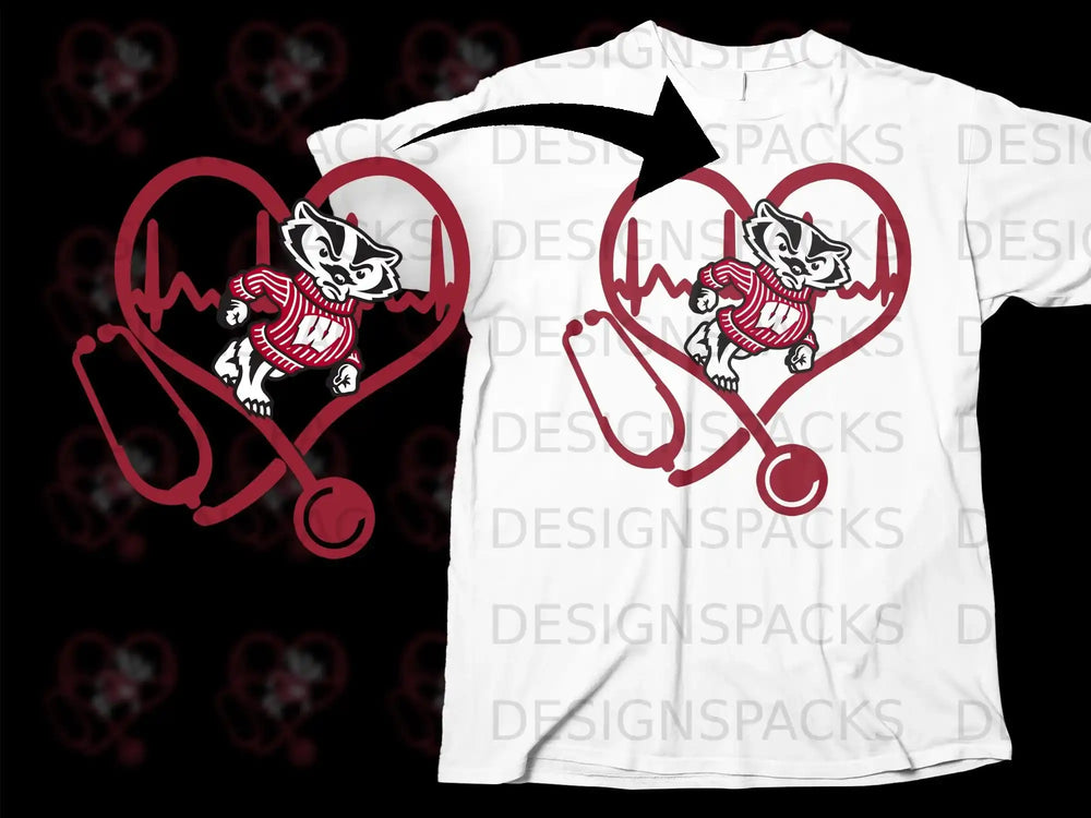 Badger Heartbeat Stethoscope Design T-Shirt