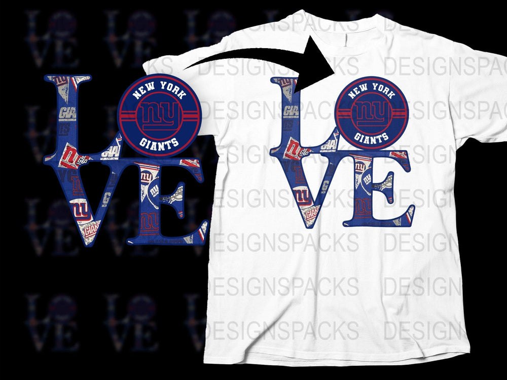 New York Giants Love T-Shirt, Graphic Fan Apparel, Unisex Football Team Tee, Trendy Sports Clothing, Gift for Fans