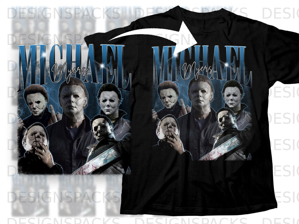 Michael Myers collage with multiple masked depictions and the name "Michael Myers".
