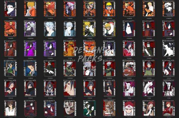 Naruto anime character designs for DTF, DTG, embroidery & tumbler wraps – print-ready PNG, SVG, PES files