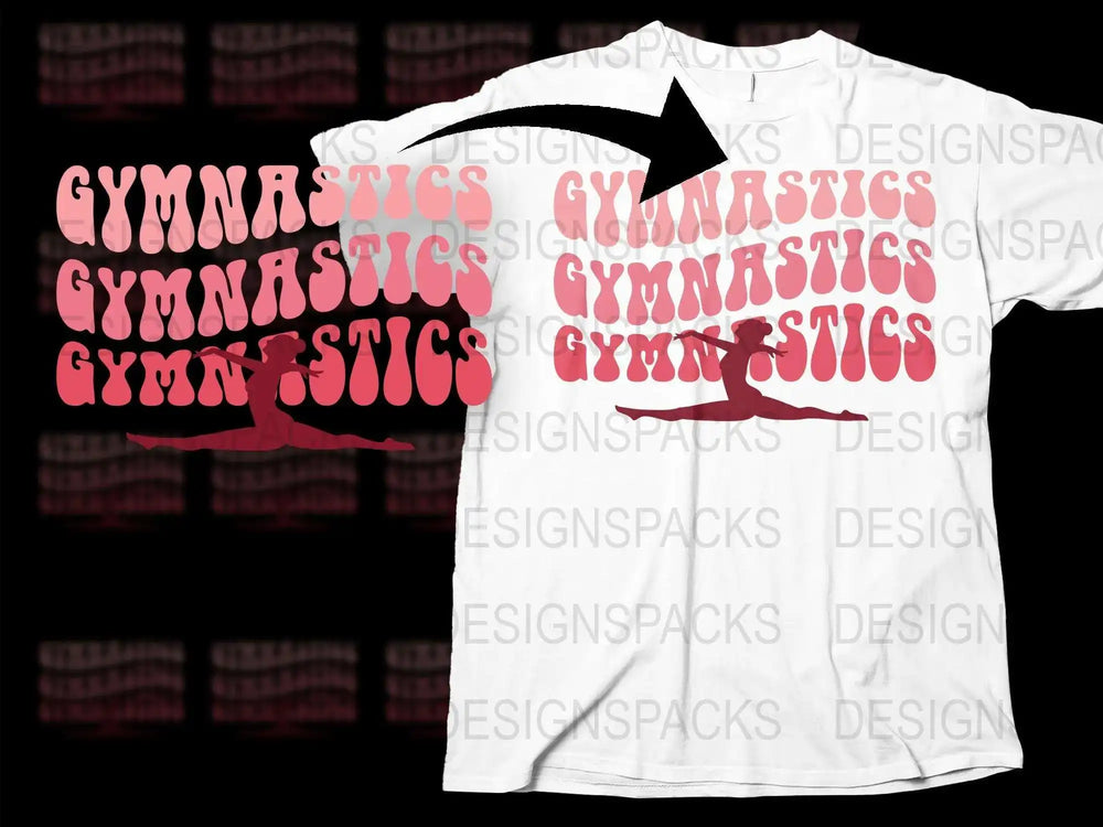 Gymnastics T-Shirt, Bold Red Text Design, Athletic Casual Wear, Unisex Tee, Sports Themed Apparel