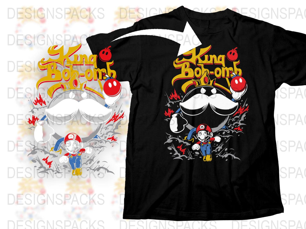 King Boo and Mario Graphic T-Shirt, Super Mario Inspired Tee, Video Game Apparel, Fan Art Shirt